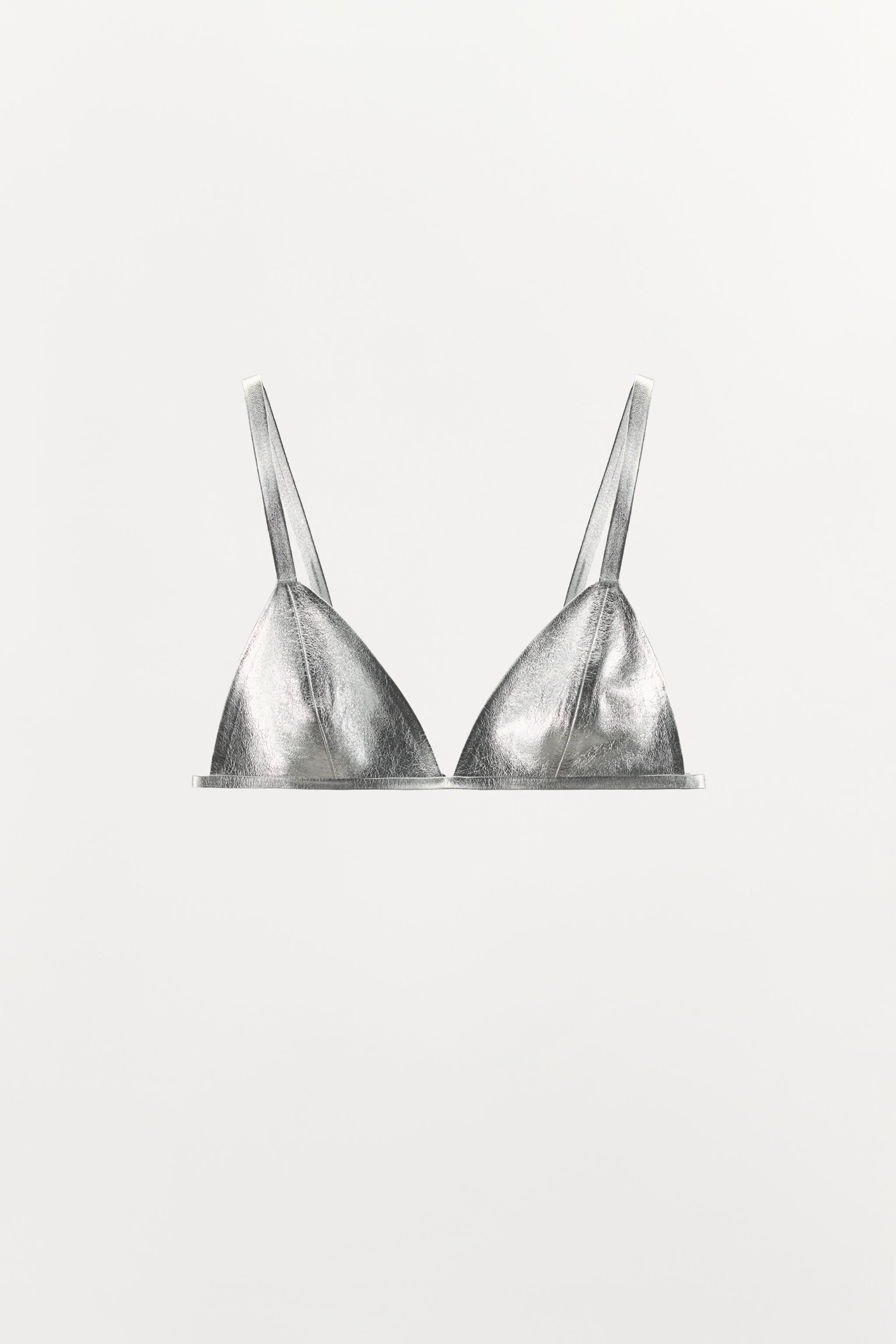 100% LEATHER METALLIC BRA